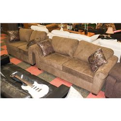 NEW GREY/GREEN FABRIC 80" SOFA W/ 63" LOVESEAT