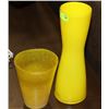 Image 1 : 2 YELLOW ART GLASS VASES.