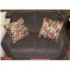 Image 1 : NEW CHARCOAL GREY FABRIC 54" LOVE SEAT WITH ACCENT