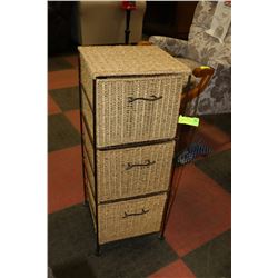 WEAVED ROPE 3 DRAWER STORAGE CASE, 12"X12"X30".