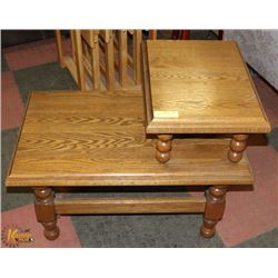 HARD WOOD MULTI TIER END TABLE, 18"X30"X24".