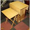 Image 2 : WOODEN COLLAPSIBLE TABLE WITH FOUR NESTING TABLES.