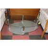 Image 1 : 3 TIER OVAL GLASS COFFEE TABLE, 39.5"X20"X18"