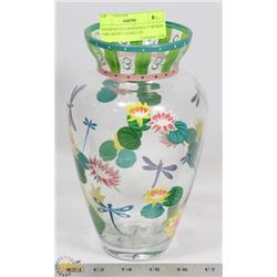 HANDPAINTED DRAGONFLY DESIGN VASE ARTIST INISHELED