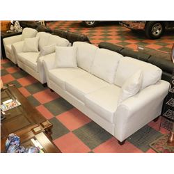 OFF WHITE FABRIC 88" SOFA, 66" LOVE SEAT & 42"