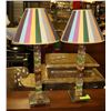 Image 1 : SET OF MULTICOLORED GLASS LAMPS.