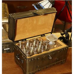 HEAVY METAL TREASURE CHEST DECANTER SET