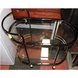 2 TIER METAL AND GLASS TEA CART