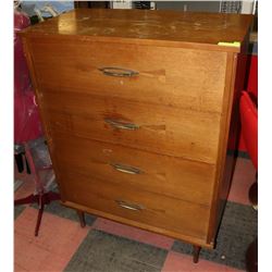 HARDWOOD FOUR DRAWER DRESSER, 34"X15"X45.5".