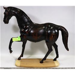 18" HANDMADE WOOD LEATHER HORSE