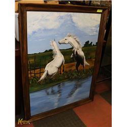 FRAMED HORSE PAINTING 34 X 44