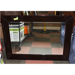 MIRROR FRAMED BEVELLED GLASS.