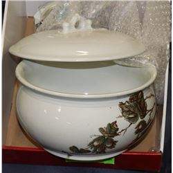 CHAMBER POT WITH LID STAMPED D.B & CO ENGLAND AND