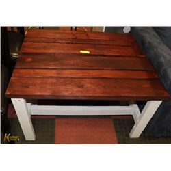 PAIR OF HAND CRAFTED FARM BENCHES, 37 X 15 X 20