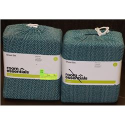 2 SETS OF JERSEY COTTON XL TWIN SHEET SETS.