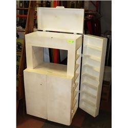 WHITE WOOD ESTATE CABINET, 29"X15"X48.5".