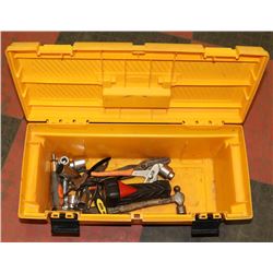 YELLOW TOOL BOX WITH SOME TOOLS