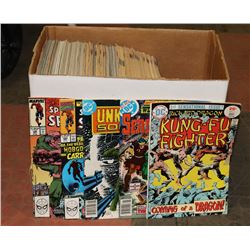 BOX OF ASST VINTAGE COMIC BOOKS.