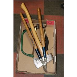 TREE TRIMMER, BUCK SAW AND AXE