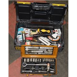 STANLEY TOOL BOX WITH SOCKET SET, HAMMER, 2 LEVELS