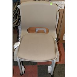 LOT OF 14 NEW GREY FABRIC SEAT CHAIRS ON WHEELS