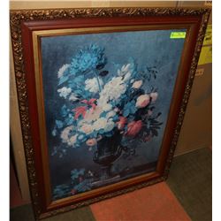 FLORAL FRAMED PICTURE, 40" X 33"