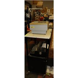 METAL ROLLING CART WITH TYPEWRITER & PROJECTOR