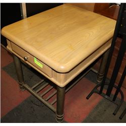 PALLISTER WOOD TOP ONE DRAWER END TABLE,