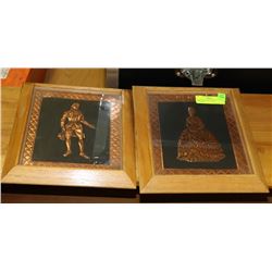 PAIR OF ANTIQUE COPPER PICTURES.