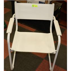 WHITE LEATHERETTE ARMCHAIR. FURNITURE