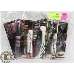 8 MAYBELLINE MAKE UP. 4 MASCARA, 2 EYE LINERS