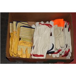 BOX W/13 PAIRS OF NEW LEATHER WORK