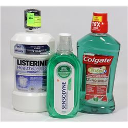 LOT OF 3 ASSORTED MOUTHWASH