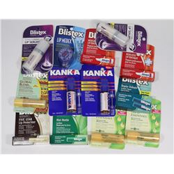 BAG OF ASSORTED BLISTEX LIP BALM.