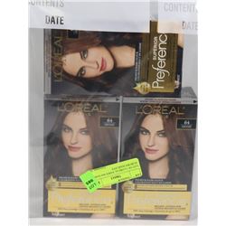 LOT OF 3 LOREAL PARIS #64 DARK AUBURN HAIR DYE