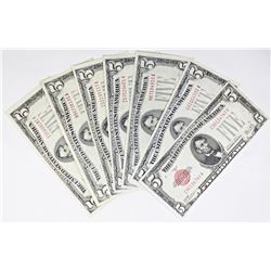 SEVEN U.S. $5.00 NOTES: