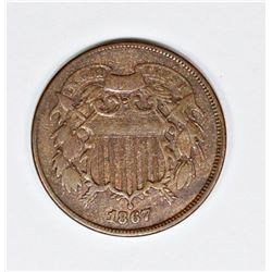 RARE 1867 TWO CENT DOUBLE DIE OBVERSE!