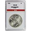 Image 3 : 1925 PEACE SILVER DOLLAR
