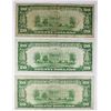 Image 2 : THREE PCS. 1928-A $20.00 FEDERAL RESERVE NOTES: