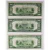 Image 2 : THREE PCS. 1934-A $20.00 FEDERAL RESERVE NOTES: