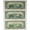 Image 2 : 3 PCS. 1950-B $20.00 FEDERAL RESERVE NOTES: