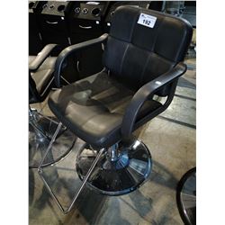 LEATHERETTE & CHROME HYDRAULIC BARBER'S CHAIR