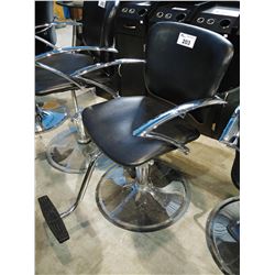 LEATHER & CHROME HYDRAULIC BARBER'S CHAIR