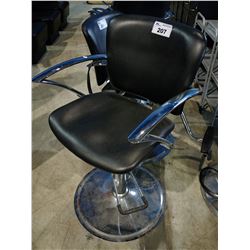 LEATHER & CHROME HYDRAULIC BARBER'S CHAIR