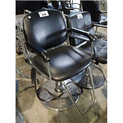 LEATHERETTE & CHROME HYDRAULIC BARBER'S CHAIR