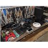 Image 2 : GAMING SHELF INCLUDING XBOX 360, WII, CONTROLLERS, PSP, GAMES, DVDS, AND MORE