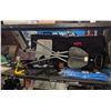 Image 2 : SHELF INCLUDING WALL CLOCK, GLASS BOWL, SHOES, FOLDING STOOL, BAGS AND MORE