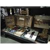 Image 2 : SHELF INCLUDING VINTAGE ARTWORK, ASSORTED NOVELS AND BOOKS, AND MILITARY PANTS & TIES