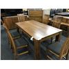 Image 1 : CHERRY SOLID WOOD 6.5' X 3' DINING TABLE WITH SET OF 6 MATCHING PADDED DINING CHAIRS