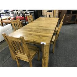 MAPLE SOLID WOOD 10' TRADITIONAL STYLE DINING TABLE WITH SET OF 6 MATCHING SLAT BACK DINING CHAIRS